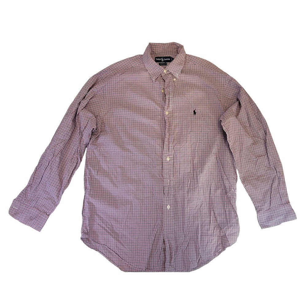 Ralph Lauren Mens Gingham Button Down Long Sleeve Shirt Casual Top 16-34/35